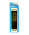 6 PREMIUM HB PENCILS WITH ERASER TIPS