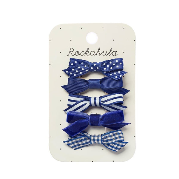 School Bow Clip Set-Blue