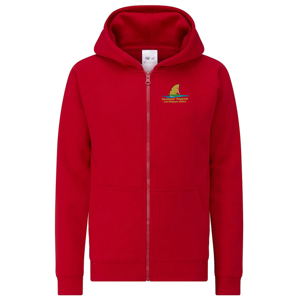 Premium Cotton-Rich Zipped Hoodie (Red) - Groomsport Playgroup Staff