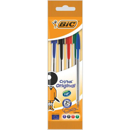 BIC CRISTAL PEN ASST COLOURS (4PK)