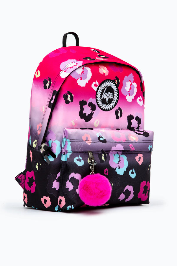 HYPE BACKPACK - BLACK & PINK LEOPARD PRINT