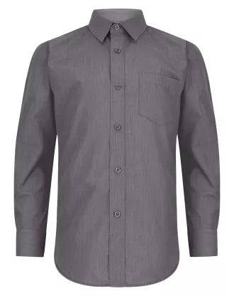Boys Long Sleeve Shirt-Grey Regular Fit (2pk)- 1880 Club