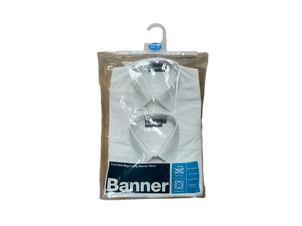 BANNER LONG SLEEVE SHIRTS WHITE 2PK