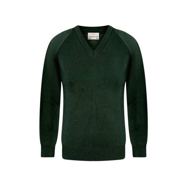 Premium Knitted V-Neck Jumper - Bottle