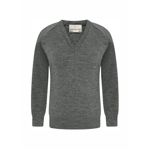 Premium Knitted V-Neck Jumper - Grey