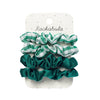 School Check and Satin Scrunchie Set -Green