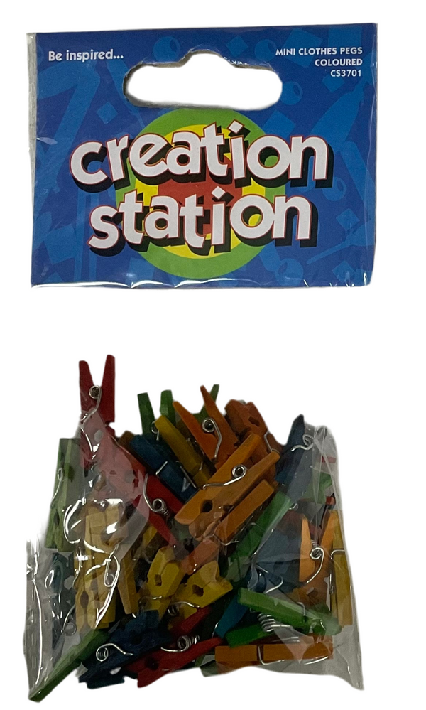 MINI CLOTHES PEGS COLOURED CREATION STATION