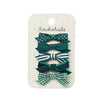 School Bow Clip Set-Green