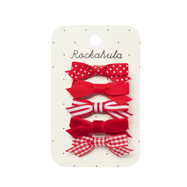 School Bow Clip Set-Red
