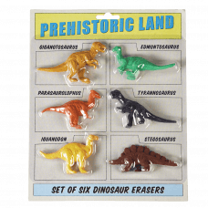 PREHISTORIC LAND ERASERS (SET OF 6)